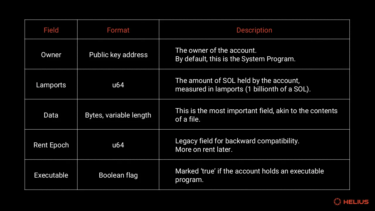 Solana accounts field